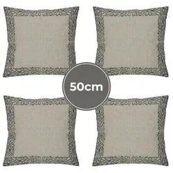 Handgefertigter Kissenbezug Frisia Grau 50x50cm – 4er Set Boho Deko - Dieses 4er Set Kissenbezüge Frisia Grau begeistert mit kunstvoller Stickerei und hochwertiger Verarbeitung. Ideal für stilvolle Akzente in jedem Raum und vielseitig kombinierbar.