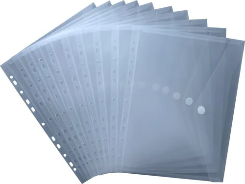 Kranholdt Organisationsmappe 10 Stück Dokumententaschen aus Post-Consumer-Recycling PP, mit Abheftrand und Klettverschluss