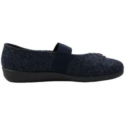 Rohde Damen Hausschuh Ballerina Ballerup 2228 - Blau, Größe 41 EU - Damen-Hausschuhe aus Softfilz mit Blütenapplikation und Gummizug, bieten Komfort und Stil für entspannte Stunden zu Hause.