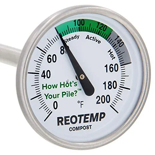 REOTEMP Garten-Kompost-Thermometer mit PDF-Kompostierungsleitfaden (Fahrenheit) (16-Zoll Stamm)