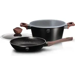 BERLINGER HAUS Ebony RoseWood Line BH-6782 3-teiliges Topfset 24cm - Schwarz - 3-teiliges Topfset mit innovativer Granitbeschichtung für optimale Wärmeverteilung und Energieeinsparung. Ideal für alle Herdarten, spülmaschinenfest und mit stilvollem Soft-Touch-Griff.