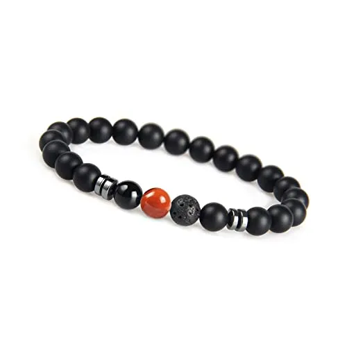 GOOD.designs Perlenarmband aus echten Natursteinen in Rot - Elegantes Armband aus natürlichen Steinen, ideal für den casual Look. Einheitsgröße, geschlossener Verschluss und zeitloses Design für jeden Anlass.