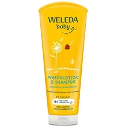 Weleda Calendula Waschlotion & Shampoo 200 ml - Babypflege mit sanfter Reinigung für empfindliche Haut. Die milde Formel mit natürlichen Inhaltsstoffen schützt vor Irritationen und sorgt für ein zartes Hautgefühl.