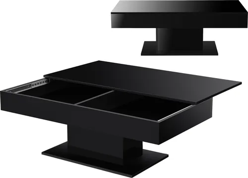 Couchtisch Michele, schwarz, 110 cm - Moderner Couchtisch Michele in schwarz, 110 cm breit, bietet praktischen Stauraum und eine pflegeleichte Oberfläche - ideal für stilvolle Wohnzimmer.