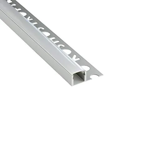 tktrading24 T77 LED Alu Premium Fliesenprofil 10mm silber - 2m milky