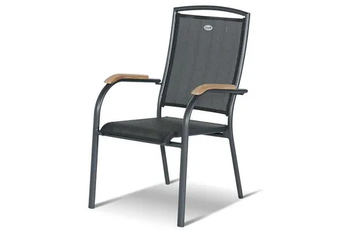 Hartman Stapelsessel Raffaelo - Essstuhl aus Aluminium mit Textilene-Bezug, wetterfest und pflegeleicht, ideal für Garten und Balkon, belastbar bis 130 kg.