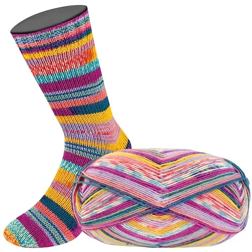 LANA GROSSA Meilenweit Arte | Sockenklassiker, bedruckt und waschmaschinenfest | Handstrickgarn aus 80% Schurwolle & 20% Polyamid | 100g Wolle zum Stricken & Häkeln | 420m Garn FB 6801
