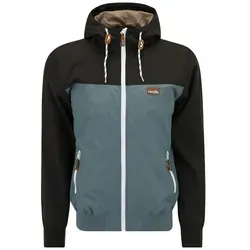 iriedaily Kurzjacke Auf Deck in Blau/Schwarz L - Stylische Kurzjacke mit Kapuze, aus hochwertigem Nylon und Polyester, ideal für den täglichen Einsatz und vielseitige Outfits. Pflegeleicht und modisch im Color-Blocking-Design.