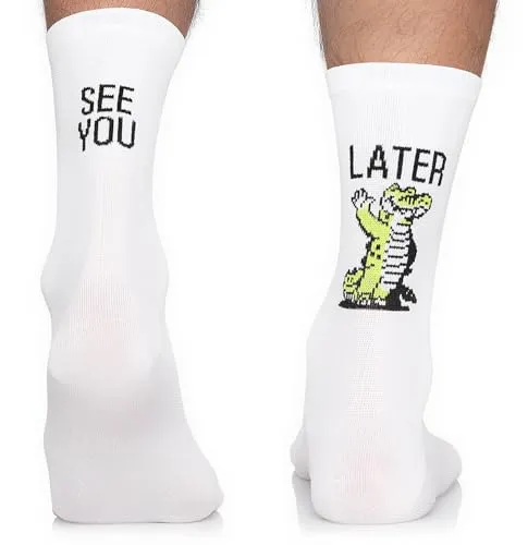 TODO Fahrradsocken Damen und Herren. Atmungsaktive Rennrad Socken. Motiv Fahrrad-Socken Herren, Radsocken (See You Later Alligator 35-38)