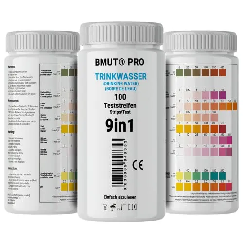 9in1 Trinkwasser Teststreifen - Wassertester für präzise Wasseranalyse - Wassertester für Pools mit 100 Teststreifen zur einfachen Überprüfung von 9 Wasserparametern, ideal für sicheres Trinkwasser und Poolpflege.