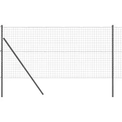 vidaXL Zaun mit Pfosten Grau 1.4 x 10 m Stahl - Gartenzäune aus hochwertigem, pulverbeschichtetem Stahl, wetterbeständig und leicht montierbar – ideal für eine stilvolle Abgrenzung deines Gartens oder deiner Terrasse.