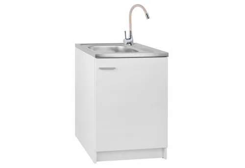 STAMAR Küchenschrank 60cm Weiß Slim mit Deante Spüle und Flex-Armatur - Komplettes Slim-Küchenset in modernem Weiß mit 60cm breitem Schrank und Deante Spüle. Platzsparend mit nur 50cm Tiefe, ideal für kleine Küchen. Flexibel montierbare Armatur für individuellen Einsatz.