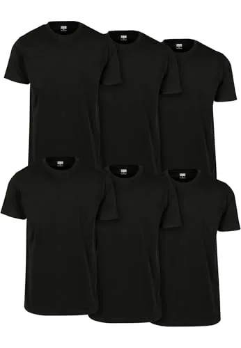 Urban Classics Herren T-Shirt Basic Tee 6-Pack - Vielseitige Basic-T-Shirts für Männer - Klassisches Herren T-Shirt im 6er-Pack aus 100% Baumwolle. Bequemer Rundhals und figurnahe Passform sorgen für einen stilvollen Look. Ideal für den Alltag und in verschiedenen Farben erhältlich.