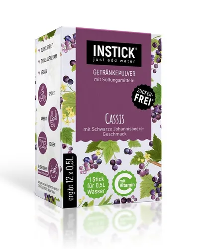 INSTICK Getränkepulver Cassis 12-er Packung (für 12 x 0,5 L)