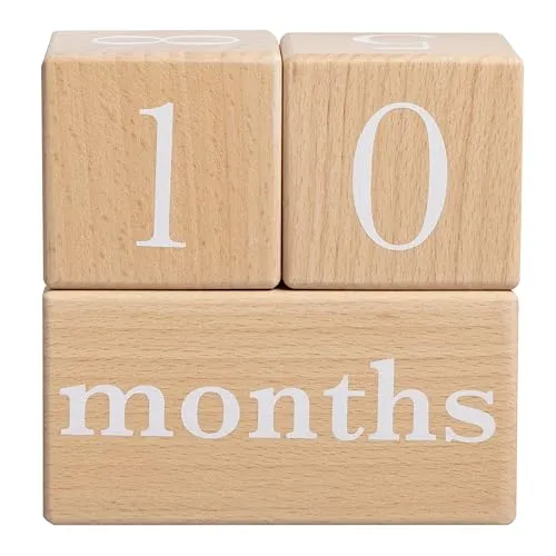 Pearhead Wooden Baby Age Milestone Blocks, Monthly Photo Prop for Newborn, Infant and Toddler, Pregnancy Countdown Calendar, Weeks Months Years Number Blocks for Baby Gift and Nursery Decor