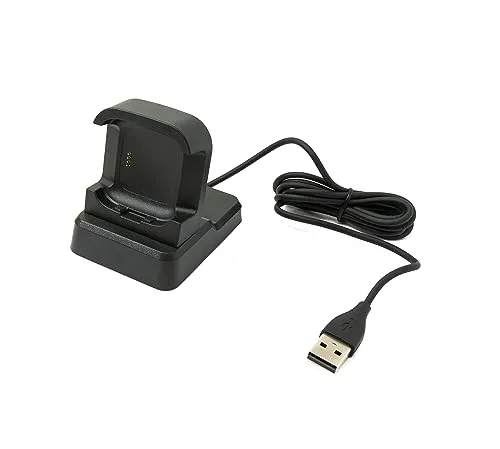 System-S USB 2.0 Kabel 120 cm Ladestation für Fitbit Versa 2 Smartwatch in Schwarz