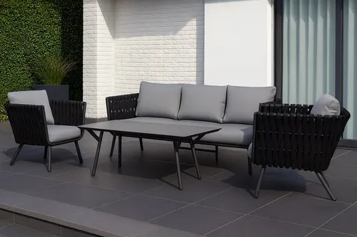 Gardissimo REANA Rope Alu Lounge Gartenmöbel Set - Gartenmöbel-Set aus Aluminium und Rope-Geflecht, ideal für gesellige Stunden im Freien mit Familie und Freunden.