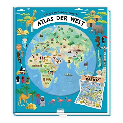 TRÖTSCH - Atlas der Welt | Kinderatlas mit detailreichen Illustrationen und spannenden Fakten über die Erde, Natur und Menschen. Kinderbuch mit ... Entdeckerbuch Vorlesebuch Lernbuch