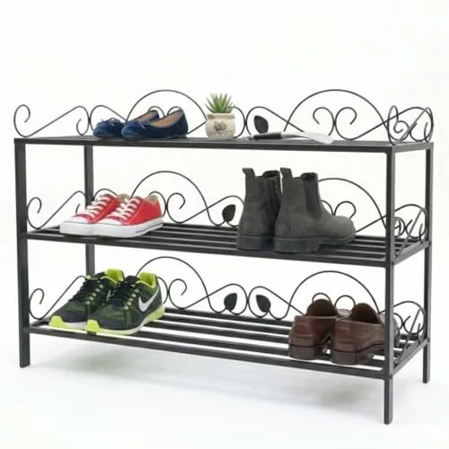 DanDiBo Schuhregal Mi-3, 92 cm Schuhschrank aus Schmiedeeisen - Schuhregal aus robustem Metall, ideal für Ordnung im Flur oder Eingangsbereich. Mit 92 cm Breite bietet es Platz für viele Schuhe.