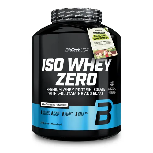 BioTechUSA Iso Whey Zero | Premium Whey Protein Isolate | 1816g, Black Biscuit - Molkenproteine aus der Milch grasgefütterter Kühe, zuckerfrei und glutenfrei – ideal für Muskelwachstum und schnelle Erholung.