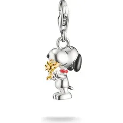 Thomas Sabo x PEANUTS Charm Anhänger Snoopy & Woodstock - Charm-Anhänger aus recyceltem Silber mit 18k Vergoldung, detailreiche Emaille-Akzente, ideal für Peanuts-Fans und als persönliches Schmuckstück.