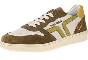 Kamo-Gutsu Campo-048 Herren Sneaker - Verde-Zolfo - Handgefertigter Herren Sneaker mit Retro-Design, herausnehmbarer Ledersohle und modischen Alternativsenkeln in Schwarz und Beige – ideal für stilbewusste Retro-Fans.