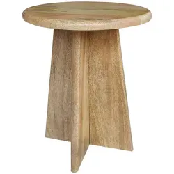 Beistelltisch Caissa rund aus Mangoholz - Skandi Design H 45cm × Ø 37cm - Eleganter Beistelltisch aus robustem Mangoholz im minimalistischen skandinavischen Stil. Ideal für flexible Platzierung als Nachttisch oder Ablagetisch. Natürliches Material schafft eine warme Atmosphäre.