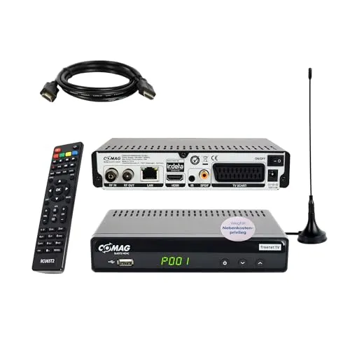 Comag DVB-T2 Home-Bundle mit passiver Antenne - TV-Receiver Bundle mit passiver Antenne für klaren Empfang von DVB-T2 HD, ideal für Ihr Zuhause.