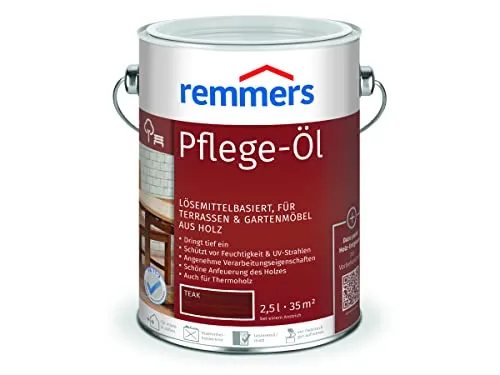 Remmers Pflege-Öl Teak 2,5 Liter - Holzöl für innen und außen, wasserabweisend und wetterfest, ideal für Gartenmöbel und Holzterrassen, schützt vor Witterungseinflüssen und sorgt für langanhaltende Pflege.