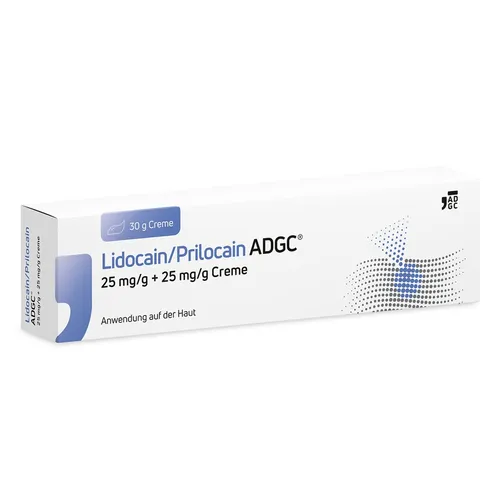 Lidocain/Prilocain ADGC® Creme - Arzneimittel zur lokalen Betäubung, ideal für schmerzhafte Eingriffe wie Impfungen und Tätowierungen. Gut verträglich, auch für Neugeborene geeignet.
