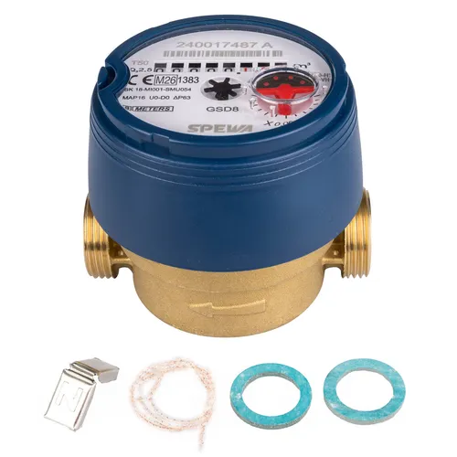 SPEWA Kaltwasserzähler 80 mm 3/4 - Zähler für Kaltwasser, mit integriertem Filtersieb und drehbarem Zählwerk für einfache Ablesbarkeit. Ideal für präzise Wasserverbrauchsmessung bis 50°C.