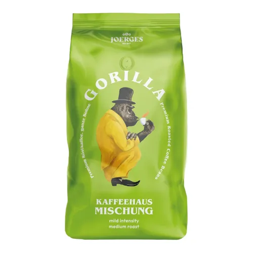 Gorilla Kaffeehaus Mischung, 1 KG Kaffeebohnen - Kaffee – Edle Mischung aus südamerikanischen Arabica- und Robusta-Bohnen, schonend geröstet für ein vollmundiges Aroma mit mild-floralen und schokoladigen Noten. Ideal für verschiedene Zubereitungen!