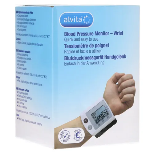 Alvita Blutdruckmessgerät Handgelenk - Präzise Messungen für Ihre Gesundheit - Blutdruckmessgeräte, kompaktes Handgelenk-Modell mit einfacher Bedienung und großem Display für eine komfortable Anwendung.