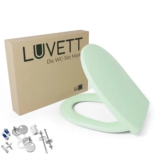 LUVETT WC-Sitz Farben C100 - Ägäis Grün mit SoftClose® - Toilettendeckel mit SoftClose Absenkautomatik, kratzfestem Duroplast und einfacher Montage. Ideal für hygienischen Komfort und hohe Belastbarkeit.