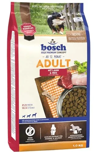 bosch HPC Adult mit Lamm & Reis | Hundetrockenfutter für ausgewachsene Hunde aller Rassen | 1 x 1 kg