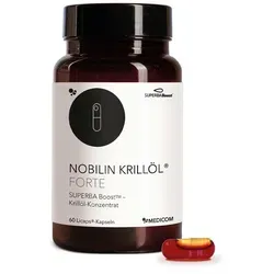 Nobilin Krillöl Forte Kapseln - Nahrungsergänzungsmittel mit bioverfügbaren Omega-3-Fettsäuren, die die Herz-, Gehirn- und Sehkraft unterstützen. Enthält antioxidatives Astaxanthin für optimalen Zellschutz.