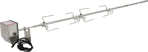 BBQ-Toro Edelstahl Grillspieß Set für Weber Genesis II 400er und 600er - Grilldrehspieße für Weber Genesis II, einfach zu montieren, inklusive starkem Motor für Grillgut bis 4 kg und 4 Edelstahl-Fleischnadeln.