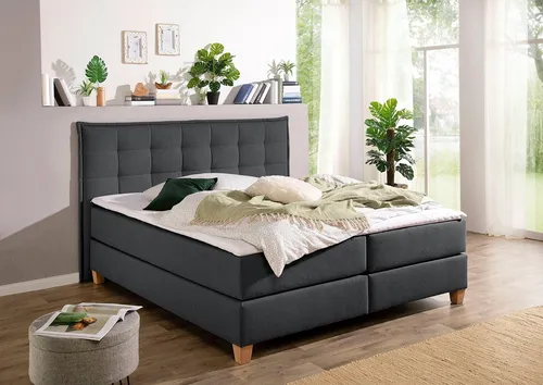 Boxspringbett HOME AFFAIRE, anthrazit, 180x209 cm - Komplettbett mit Komfortschaum-Topper für erholsamen Schlaf, ideal für moderne Schlafzimmer. Hochwertige Materialien und stilvolles Design von Home Affaire.
