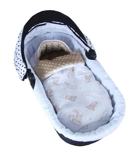 BabyLux Fußsack 90cm Minky - Bärenwolken - Fußsack für Kinderwagen, Buggy & Autositz, ideal für Übergangszeiten. Mit 2 Reißverschlüssen vielseitig nutzbar und 5-Punkt-Sicherheitsgurt kompatibel.