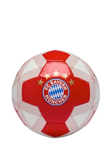 FC Bayern München Fußball Junior Größe 4 Rot-Weiß mit Butyl-Blase - Der FC Bayern München Fußball in Junior Größe 4 begeistert junge Fans mit seinem offiziellen 5 Sterne Logo. Robuste TPU-Oberfläche und Butyl-Blase garantieren beste Spieleigenschaften für Training und Freizeit.