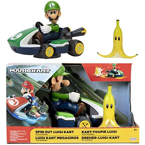 Jakks Super Mario 2.5 Inch Spin Out Mario Kart Luigi - Spielsets mit detailgetreuem Luigi-Kart, perfekt für kreative Spielstunden und Sammelleidenschaft.