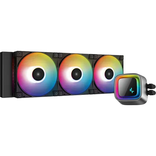 DeepCool LS720 - Black - CPU-Wasserkühlung - CPU Kühler mit 402mm Radiator und 3x120mm RGB Lüftern, leise mit max. 33 dBA, kompatibel mit AMD und Intel Sockeln, ideal für leistungsstarke Gaming-PCs.