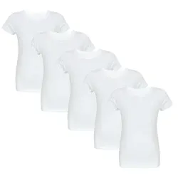TupTam Unterhemd Jungen 5er Pack Kurzarm Basic T-Shirts - Praktisches 5er Set Kurzarm-Unterhemden für Jungen in Weiß, Größe 140-146. Aus hochwertiger Baumwolle mit Elasthan für hohen Tragekomfort und optimale Passform.