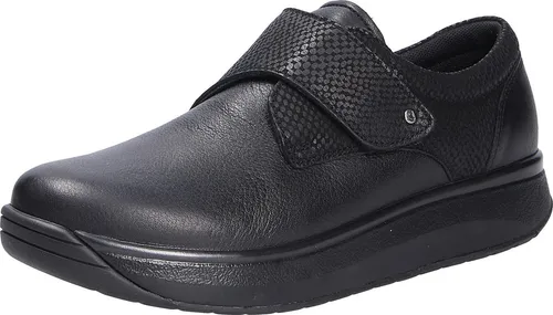 Joya Relax II Black - Bequeme Damenslipper aus Glattleder mit Klettverschluss - Die Joya Relax II Black Damenslipper bieten höchsten Tragekomfort dank hochwertigem Glattleder und flexibler Senso-Sohle. Ideal für den Alltag, mit individueller Anpassung durch Klettverschluss.