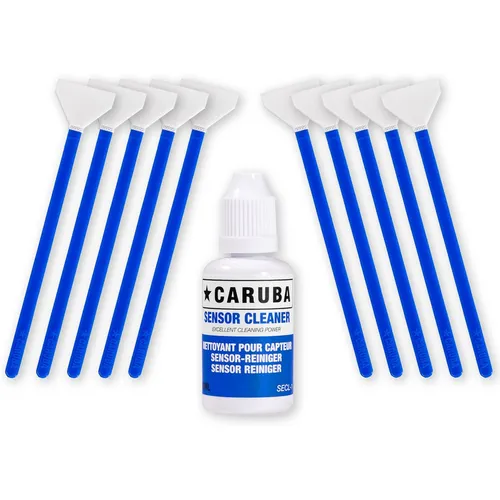 Caruba FullFrame Cleaning Swab Kit - 10 Swabs & 30ml Fluid - Kamerazubehör für die gründliche Reinigung von Vollformat-Sensoren, inklusive 10 Swabs und 30ml Reinigungslösung für streifenfreie Ergebnisse.