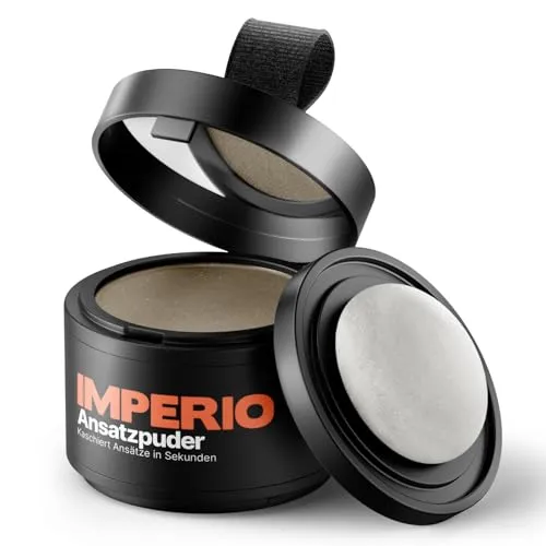 IMPERIO Ansatzpuder - Haar Concealer zur Haarverdichtung für Frauen und Männer, wasserfestes Haar Make-up zum Ansatz kaschieren - 4g (Hellbraun)