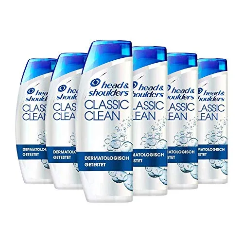 Head & Shoulders Classic Clean Anti Schuppen Shampoo, 6er Pack (6 x 300 ml), Bei Fettigem Haar, Shampoo gegen Schuppen, 72 Stunden Schutz Vor Schuppen, Juckreiz Und Trockenheit, Für Männer