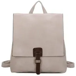 ITALYSHOP24 Rucksack Damen Schultertasche Backpack Umhängetasche CrossBody Leder Optik Bag, Geräumiges Hauptfach, praktische Fächer, komfortabel, leicht & robust beige 32 cm x 33 cm x 10 cm