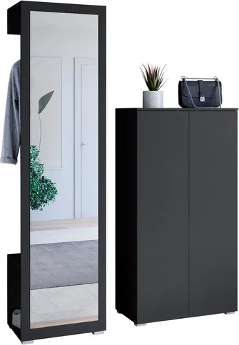 INOSIGN Garderoben-Set PARIS/TOKYO, 130cm - Moderne grifflose Flurmöbel mit offener Garderobe und Schuhschrank, ideal für einen stilvollen Eingangsbereich.