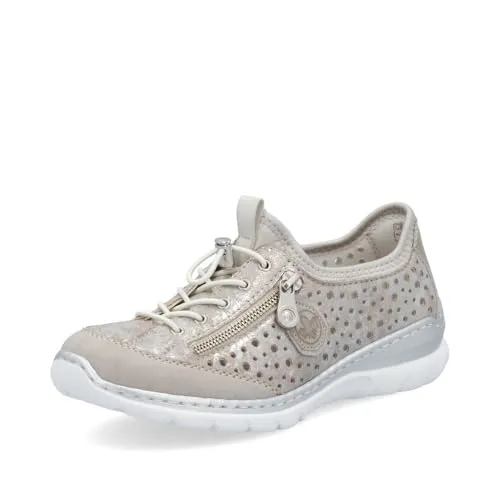 Rieker Damen Low-Top Sneaker L32P6 - Damen-Sneaker aus Kunstleder mit stylishen metallic Akzenten, ideal für Freizeit und Alltag. Bequeme PU-Sohle und modischer Keilabsatz sorgen für optimalen Tragekomfort.